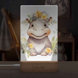 Lamp Baby hippopotamus in flowers