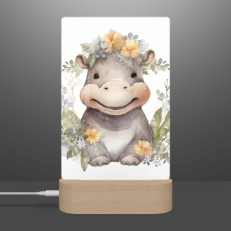 Lamp Baby hippopotamus in flowers