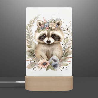 Lamp Baby raccoon in flowers 2