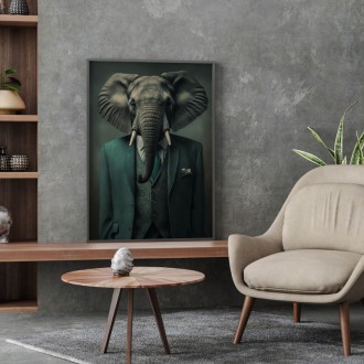 An elephant in a suit