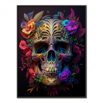 Decorated skull in flowers